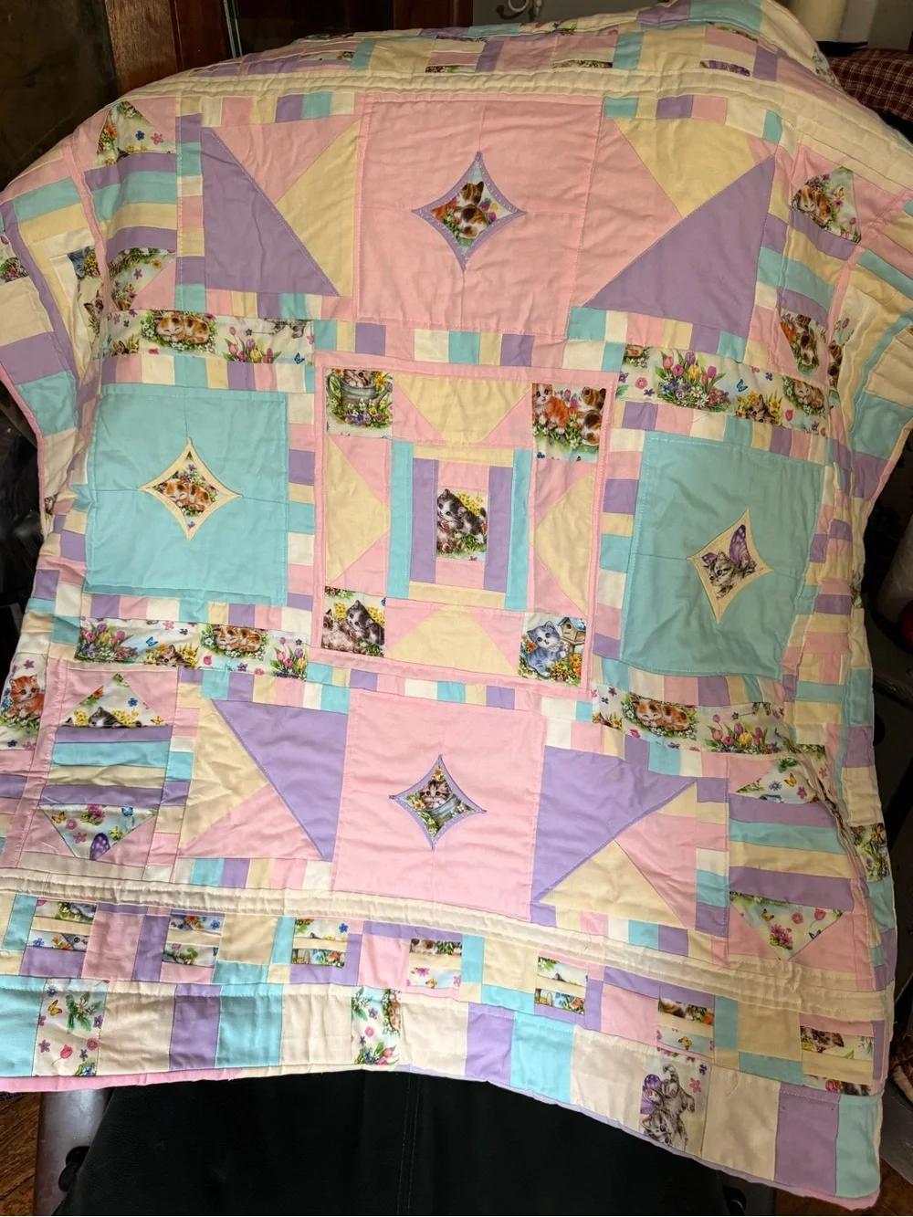 Pastel Patchwork Quilted Baby/toddler or anyone who loves cats!